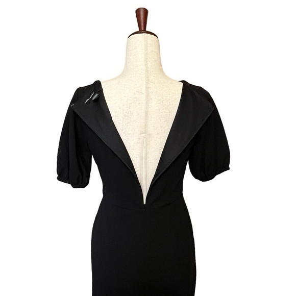 Maggy London Woman Puff Sleeve Sheath Knee Length Dress Black Size 2 #1336 - Picture 6 of 8